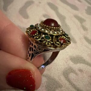 GRANDMAS JEWELRY Gold &Red & Green Dome Cocktail Ring - Women Jewelry. Size 7.5